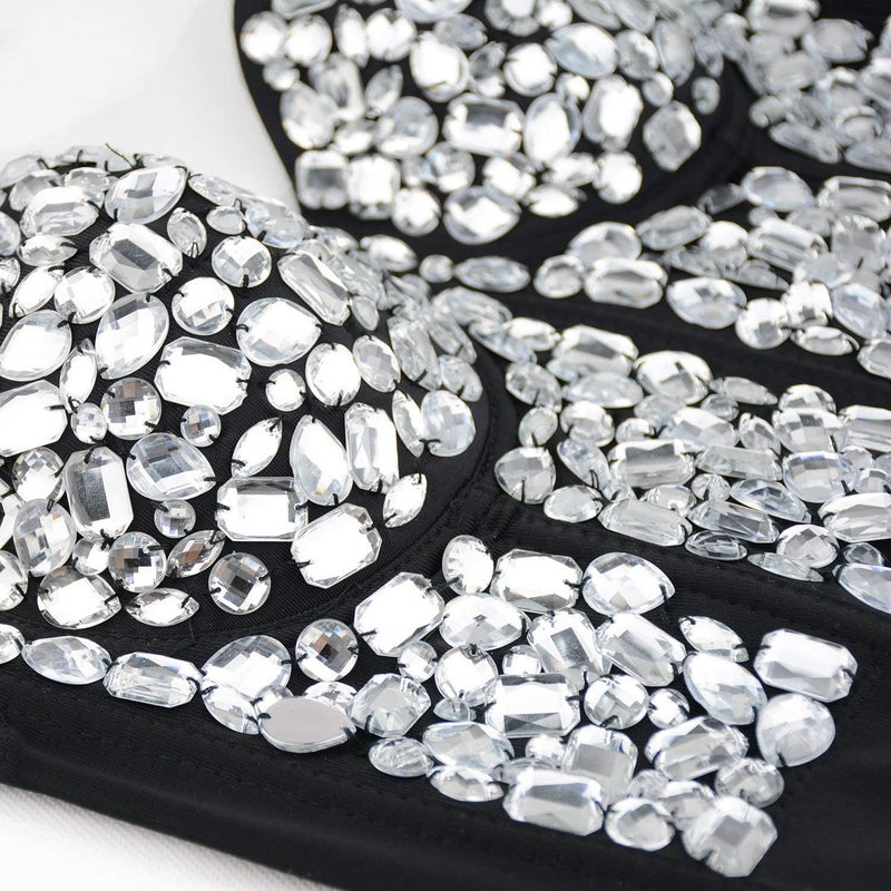 ELLACCI Women's Rhinestone Bustier Crop Top Sexy Corset Top - Image 4